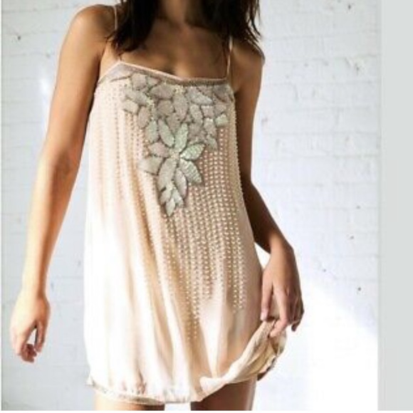 Free People Dresses & Skirts - Free People Crystal Vision Embellished Beaded Slip Dress (NWOT)